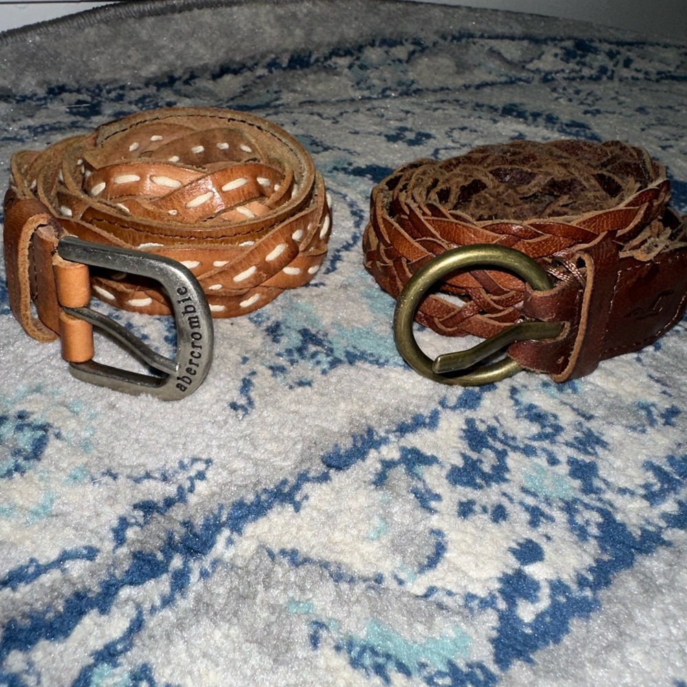 Abercrombie and Hollister Brown Leather Belts Set